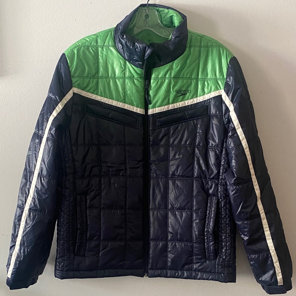 Speedo Men's Black and Green Puffer Jacket